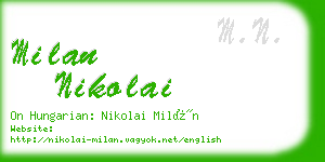 milan nikolai business card